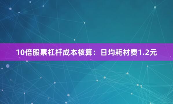 10倍股票杠杆成本核算：日均耗材费1.2元